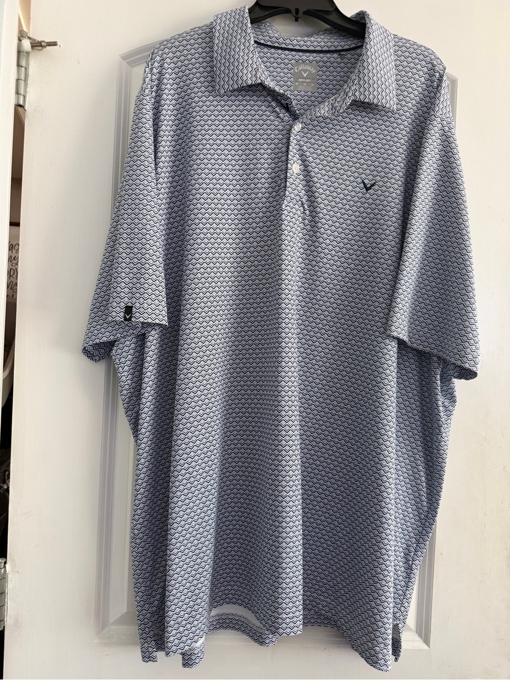 Callaway Light Blue Micro-Chevron Pattern Polo